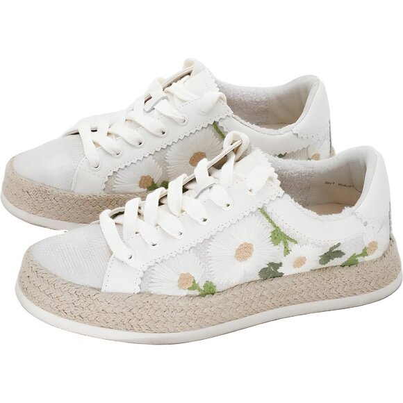Dolce Vita Azalia Floral Crochet Raffia Platform Lace-Up Sneakers Women's US 7M - Picture 2 of 6